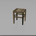 Rustic Wooden Stool Furniture With Marble Top And Sturdy Frame Structure Design
