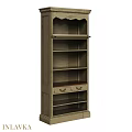 Tall Vintage Wooden Cabinet With Multiple Shelves And Bottom Drawers