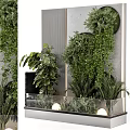 Various Green Plants and Flowers in Indoor Decorative Glass Container with Lighting Balls