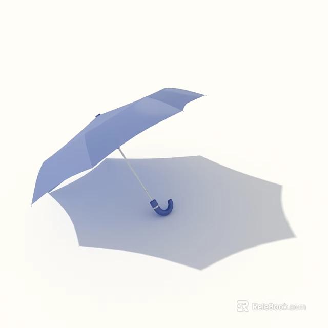 Blue Open Umbrella With Shadow For Essential Daily Household Use 3d model 