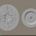 White Ceiling Medallions With Intricate Patterns Oval Center And Simple Trim Circular Hole