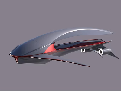 Sleek Modern Yacht With Silver Gray Exterior Red Accents Aerodynamic Wings And Thrusters 3d model