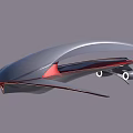 Sleek Modern Yacht With Silver Gray Exterior Red Accents Aerodynamic Wings And Thrusters