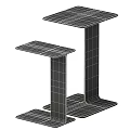 Modern Black Accent Table Design With Two Tiered Surfaces And Sleek Metal Base 3d model