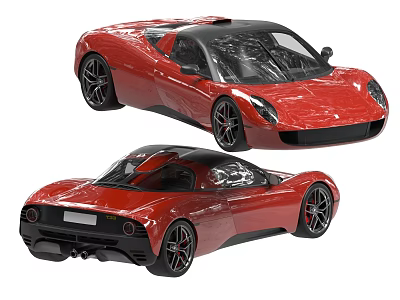 Two Red Sports Cars With Sleek Aerodynamic Design And Black Roof 3d model