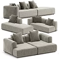 Modern Light Gray Fabric Sectional Sofa Set With Modular Design And Soft Pillows 3d model