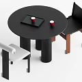 Black Round Dining Table Set With Two Chairs White And Black Design 3d model