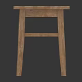 Simple Natural Wood Stool With Square Seat And Sturdy Four Legs Design