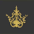 Golden Ornamental Sculpture Featuring Intricate Floral Vine Scroll Carvings And Artistic Design