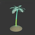 Decorative Palm Tree With Golden Trunk And Green Leaves On Sandy Base