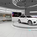 NOVAT Green Energy Auto Show Exhibition Booth With Curved Roof Lighting And White Car