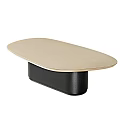 Modern Oval Dining Table With Golden Top And Black Base 3d model