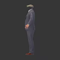 Headless Man in Pinstripe Suit Vest Tie and Hat on White Background