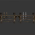 Traditional Wooden Furniture With Four Carved Candle Holders And Decorative Details