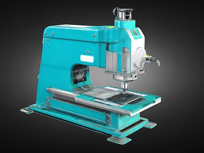Blue Industrial Metal Stamping Equipment With Worktable And Support Base For Manufacturing 3d model