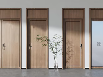 New Chinese Style Flat Door Single Door 3d model