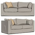 Beige Fabric Two Seater Sofa With Decorative Pillows And Modern Comfortable Design 3d model
