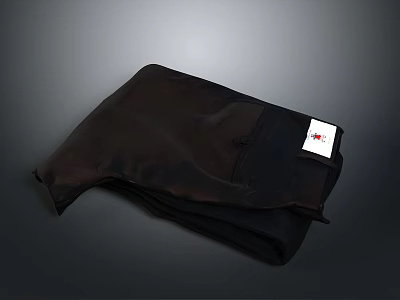 Dark Colored Folded Pants With White Label For Daily Life Essential Wear 3d model