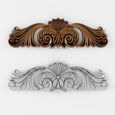 Intricate Decorative Carvings With Ornate Patterns In Brown And Silver Designs For Furniture Decor 3d model