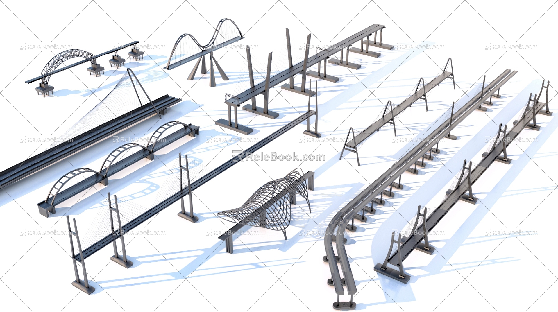 modern bridge city bridge 3d model