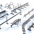 Various Bridge Structural 3D Models Showcasing Different Engineering Designs And Elements 3d model