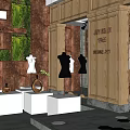 Modern Double Level Clothing Store With Slide Art Decor Gray Walls And Black Railings