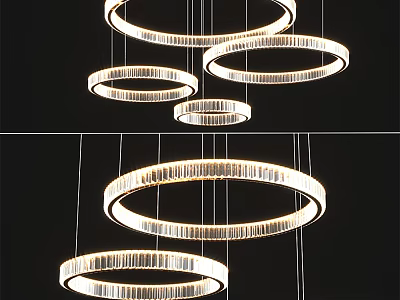 Modern Circular Ring Chandelier Interior Lighting Design With Hanging Rings 3d model