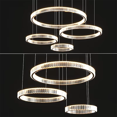 Modern Circular Ring Chandelier Interior Lighting Design With Hanging Rings 3d model
