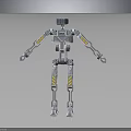Detailed Metallic Robot With Mechanical Structure Yellow Warning Stripes And Joints