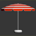 Red And White Striped Outdoor Umbrella With Stable White Base For Daily Use