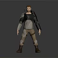3D Male Adventurer Character With Brown Hair Beard And Armored Shoulder Gear