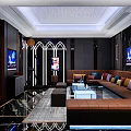 Modern Luxury KTV Lounge Interior Design With Comfortable Sofa LED TV Screens And Elegant Lighting