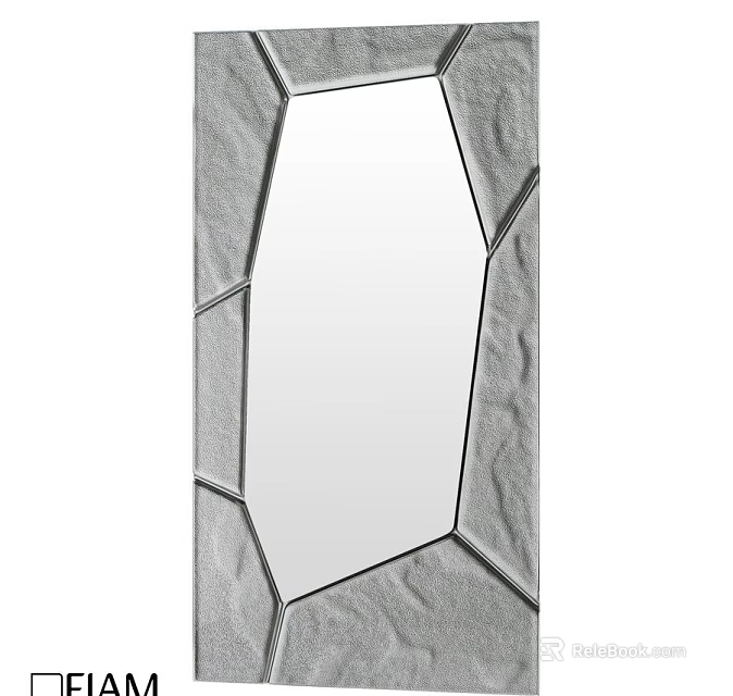Unique Geometric Shaped Mirror with Textured Frame for Modern Home Decor 3d model 