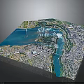 Deer In Urban 3D Model Green Area Near Blue Water And River