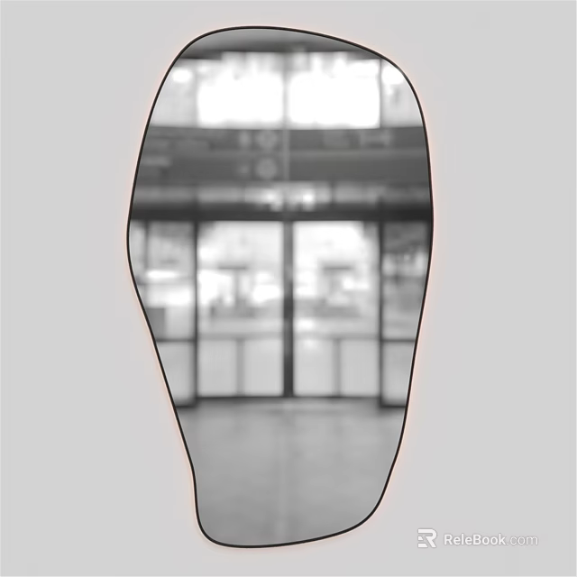 Full Length Mirror Reflecting Store Entrance With Glass Doors And Windows 3d model 