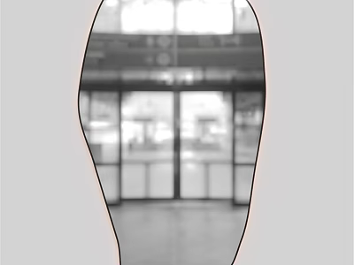 Full Length Mirror Reflecting Store Entrance With Glass Doors And Windows 3d model