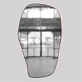 Full Length Mirror Reflecting Store Entrance With Glass Doors And Windows