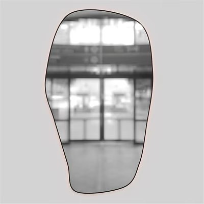 Full Length Mirror Reflecting Store Entrance With Glass Doors And Windows 3d model