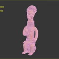 Traditional Terracotta Sculpture Seated Female Figure With Intricate Hairstyle And Beaded Necklaces