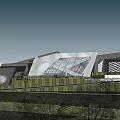 Modern Commercial Complex With Geometric Buildings Central Courtyard And Surrounding Roads