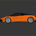 Orange Sports Car With Modern Sleek Exterior Black Roof And Silver Wheels