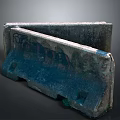 Worn Concrete Barriers With Graffiti And Holes In Construction Site 3d model