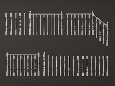 French Railing Modern Handrail Railing Stairs 3d model