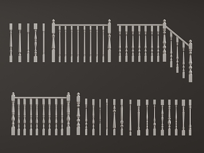 French Railing Modern Handrail Railing Stairs 3d model