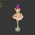 Standing Cartoon Character Doll With Pink Ruffled Dress Brown Hair Bowknot And Pink Base
