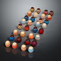 Colorful Painted Easter Eggs With Various Patterns Arranged In Curved