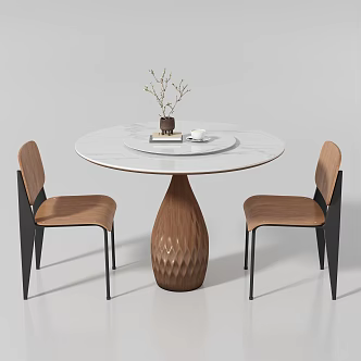 Middle-style dining tables and chairs 3d model