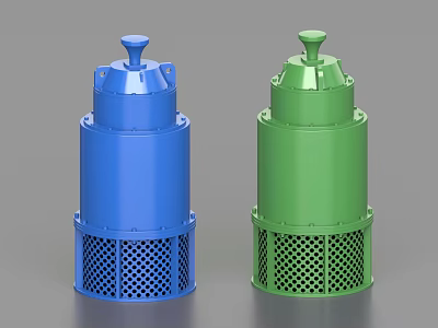 Submersible Sewage Pumps In Blue And Green Industrial Equipment Design 3d model
