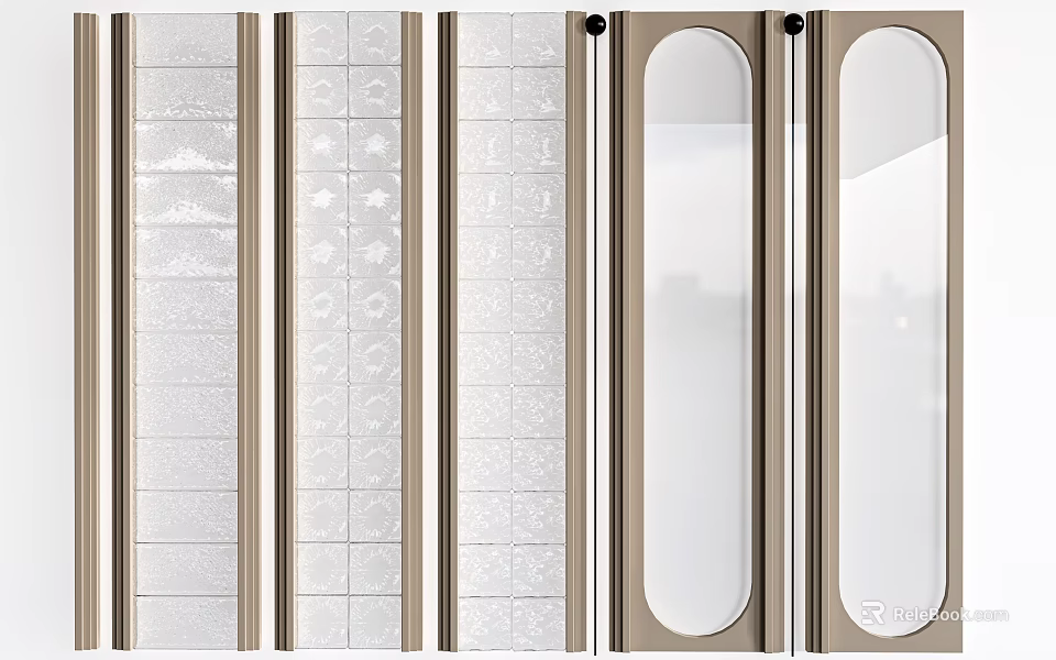 Modern Room Divider With Glass Panels And Textured Surface Designs For Contemporary Interior Spaces 3d model 