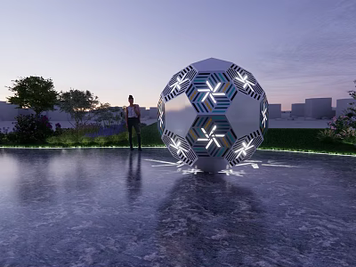 Outdoor Modern Spherical Garden Ornament With Geometric Patterns And Illuminated Design 3d model